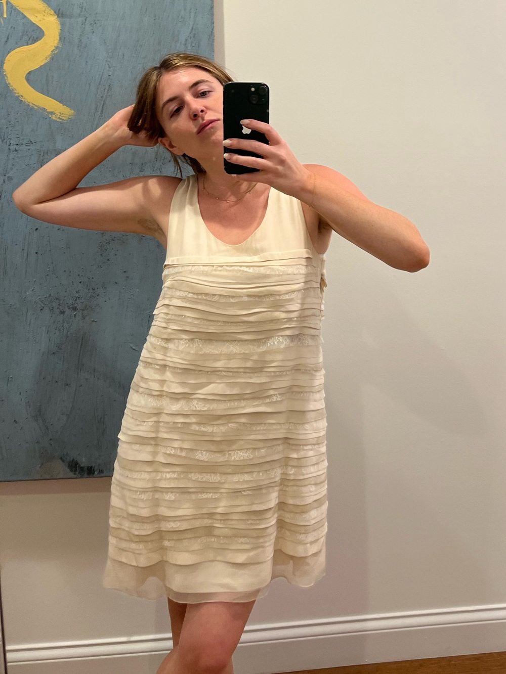 Vintage Chloe bridal Layered Cream mini Dress